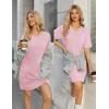 Ekouaer Cotton Nightgowns for Women Short Sleeve Sleep Shirts Crew Neck Night Dress Nightshirt with Pockets S-2XL(Pink)