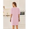Ekouaer Cotton Nightgowns for Women Short Sleeve Sleep Shirts Crew Neck Night Dress Nightshirt with Pockets S-2XL(Pink)