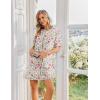 Ekouaer Cotton Nightgowns for Women Short Sleeve Sleep Shirts Crew Neck Night Dress Nightshirt with Pockets S-2XL(Pink Floral)