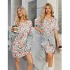 Ekouaer Cotton Nightgowns for Women Short Sleeve Sleep Shirts Crew Neck Night Dress Nightshirt with Pockets S-2XL(Pink Floral)