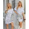 Ekouaer Cotton Nightgowns for Women Short Sleeve Sleep Shirts Crew Neck Night Dress Nightshirt with Pockets S-2XL(White Floral)