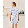 Ekouaer Cotton Nightgowns for Women Short Sleeve Sleep Shirts Crew Neck Night Dress Nightshirt with Pockets S-2XL(White Floral)