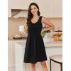 Ekouaer Cotton Nightgowns for Women Sleeveless Night Gown Tank Sleep Shirts Pleated Night Shirts V Neck Chemise(Black)