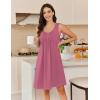 Ekouaer Cotton Nightgowns for Women Sleeveless Night Gown Tank Sleep Shirts Pleated Night Shirts V Neck Chemise(Cherry Red)