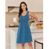 Ekouaer Cotton Nightgowns for Women Sleeveless Night Gown Tank Sleep Shirts Pleated Night Shirts V Neck Chemise(Dog Footprints)