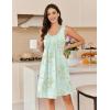 Ekouaer Cotton Nightgowns for Women Sleeveless Night Gown Tank Sleep Shirts Pleated Night Shirts V Neck Chemise(Floral Mint Green)