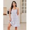 Ekouaer Cotton Nightgowns for Women Sleeveless Night Gown Tank Sleep Shirts Pleated Night Shirts V Neck Chemise(Floral Purple)