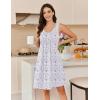 Ekouaer Cotton Nightgowns for Women Sleeveless Night Gown Tank Sleep Shirts Pleated Night Shirts V Neck Chemise(Floral Purple)