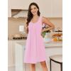 Ekouaer Cotton Nightgowns for Women Sleeveless Night Gown Tank Sleep Shirts Pleated Night Shirts V Neck Chemise(Misty Rose)