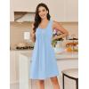 Ekouaer Cotton Nightgowns for Women Sleeveless Night Gown Tank Sleep Shirts Pleated Night Shirts V Neck Chemise(Sky Blue)