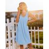 Ekouaer Cotton Nightgowns for Women Sleeveless Night Gown Tank Sleep Shirts Pleated Night Shirts V Neck Chemise(Sky Blue)