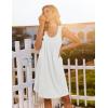 Ekouaer Cotton Nightgowns for Women Sleeveless Night Gown Tank Sleep Shirts Pleated Night Shirts V Neck Chemise(White)
