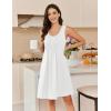 Ekouaer Cotton Nightgowns for Women Sleeveless Night Gown Tank Sleep Shirts Pleated Night Shirts V Neck Chemise(White)