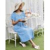 Ekouaer Long Nightgowns for Women Short Sleeve Sleepshirt Button Sleep Dress with Pockets(Blue Flower)