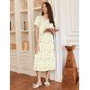 Ekouaer Long Nightgowns for Women Short Sleeve Sleepshirt Button Sleep Dress with Pockets(Green Leaf)