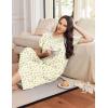 Ekouaer Long Nightgowns for Women Short Sleeve Sleepshirt Button Sleep Dress with Pockets(Green Leaf)