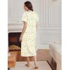 Ekouaer Long Nightgowns for Women Short Sleeve Sleepshirt Button Sleep Dress with Pockets(Green Leaf)