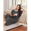 Ekouaer Long Nightgowns for Women Short Sleeve Sleepshirt Button Sleep Dress with Pockets(Navy Blue Floral)