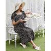 Ekouaer Long Nightgowns for Women Short Sleeve Sleepshirt Button Sleep Dress with Pockets(Navy Blue Floral)