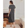 Ekouaer Long Nightgowns for Women Short Sleeve Sleepshirt Button Sleep Dress with Pockets(Navy Blue Floral)
