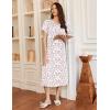 Ekouaer Long Nightgowns for Women Short Sleeve Sleepshirt Button Sleep Dress with Pockets(Pink Flower)