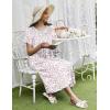 Ekouaer Long Nightgowns for Women Short Sleeve Sleepshirt Button Sleep Dress with Pockets(Pink Flower)