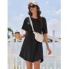 Ekouaer Nightgowns for Women Cotton Sleep Shirts Short Sleeve Nightshirt Crew Neck Night Gown Comfy Sleepwear Nightdress(Black)