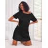 Ekouaer Nightgowns for Women Cotton Sleep Shirts Short Sleeve Nightshirt Crew Neck Night Gown Comfy Sleepwear Nightdress(Black)