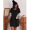 Ekouaer Nightgowns for Women Cotton Sleep Shirts Short Sleeve Nightshirt Crew Neck Night Gown Comfy Sleepwear Nightdress(Black)