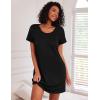 Ekouaer Nightgowns for Women Cotton Sleep Shirts Short Sleeve Nightshirt Crew Neck Night Gown Comfy Sleepwear Nightdress(Black)