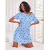 Ekouaer Nightgowns for Women Cotton Sleep Shirts Short Sleeve Nightshirt Crew Neck Night Gown Comfy Sleepwear Nightdress(Blue Moon)