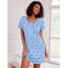 Ekouaer Nightgowns for Women Cotton Sleep Shirts Short Sleeve Nightshirt Crew Neck Night Gown Comfy Sleepwear Nightdress(Blue Moon)