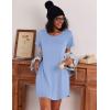 Ekouaer Nightgowns for Women Cotton Sleep Shirts Short Sleeve Nightshirt Crew Neck Night Gown Comfy Sleepwear Nightdress(Light Blue)
