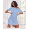 Ekouaer Nightgowns for Women Cotton Sleep Shirts Short Sleeve Nightshirt Crew Neck Night Gown Comfy Sleepwear Nightdress(Light Blue)