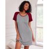 Ekouaer Nightgowns for Women Cotton Sleep Shirts Short Sleeve Nightshirt Crew Neck Night Gown Comfy Sleepwear Nightdress(Light Grey)