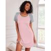 Ekouaer Nightgowns for Women Cotton Sleep Shirts Short Sleeve Nightshirt Crew Neck Night Gown Comfy Sleepwear Nightdress(Light Pink)
