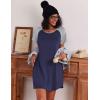 Ekouaer Nightgowns for Women Cotton Sleep Shirts Short Sleeve Nightshirt Crew Neck Night Gown Comfy Sleepwear Nightdress(Navy Blue)