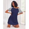 Ekouaer Nightgowns for Women Cotton Sleep Shirts Short Sleeve Nightshirt Crew Neck Night Gown Comfy Sleepwear Nightdress(Navy Blue)