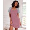 Ekouaer Nightgowns for Women Cotton Sleep Shirts Short Sleeve Nightshirt Crew Neck Night Gown Comfy Sleepwear Nightdress(Peach Pink)