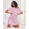 Ekouaer Nightgowns for Women Cotton Sleep Shirts Short Sleeve Nightshirt Crew Neck Night Gown Comfy Sleepwear Nightdress(Pink Floral)