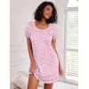 Ekouaer Nightgowns for Women Cotton Sleep Shirts Short Sleeve Nightshirt Crew Neck Night Gown Comfy Sleepwear Nightdress(Pink Floral)