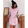 Ekouaer Nightgowns for Women Cotton Sleep Shirts Short Sleeve Nightshirt Crew Neck Night Gown Comfy Sleepwear Nightdress(Pink Floral)