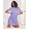 Ekouaer Nightgowns for Women Cotton Sleep Shirts Short Sleeve Nightshirt Crew Neck Night Gown Comfy Sleepwear Nightdress(Purple Abstract Dots)
