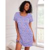 Ekouaer Nightgowns for Women Cotton Sleep Shirts Short Sleeve Nightshirt Crew Neck Night Gown Comfy Sleepwear Nightdress(Purple Abstract Dots)