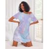 Ekouaer Nightgowns for Women Cotton Sleep Shirts Short Sleeve Nightshirt Crew Neck Night Gown Comfy Sleepwear Nightdress(Purple Tie Dye)