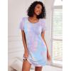 Ekouaer Nightgowns for Women Cotton Sleep Shirts Short Sleeve Nightshirt Crew Neck Night Gown Comfy Sleepwear Nightdress(Purple Tie Dye)