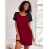 Ekouaer Nightgowns for Women Cotton Sleep Shirts Short Sleeve Nightshirt Crew Neck Night Gown Comfy Sleepwear Nightdress(Wine Red)