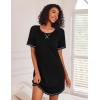 Ekouaer Nightgowns for Women Short Sleeve Sleep Shirts Crewneck Night Shirts Soft Sleepwear Caual T Shirt Sleep Dress(Black)