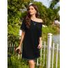 Ekouaer Nightgowns for Women Short Sleeve Sleep Shirts Crewneck Night Shirts Soft Sleepwear Caual T Shirt Sleep Dress(Black)