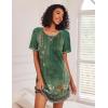 Ekouaer Nightgowns for Women Short Sleeve Sleep Shirts Crewneck Night Shirts Soft Sleepwear Caual T Shirt Sleep Dress(Floral Green)